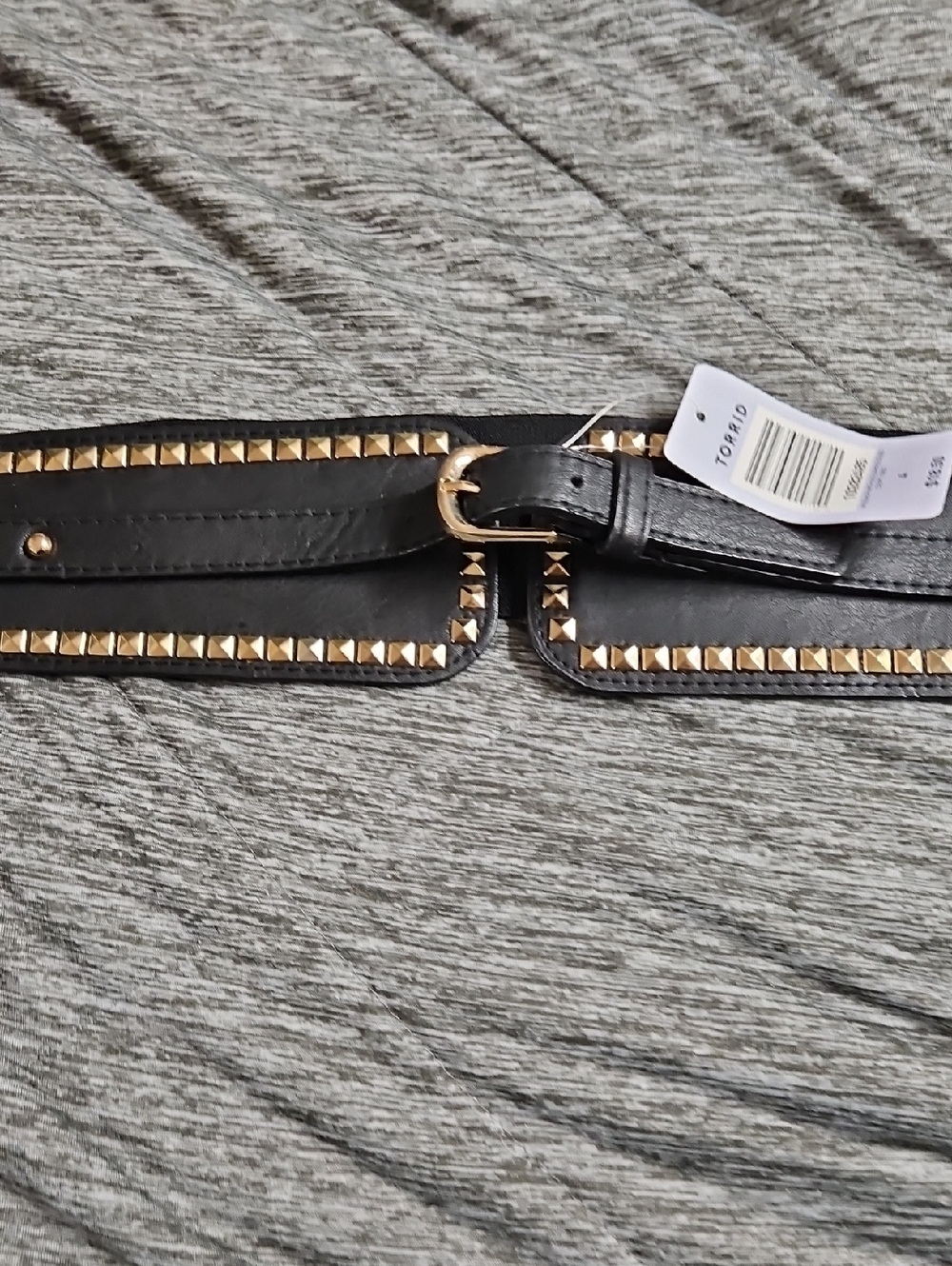 torrid Black Wide Studded Waist Belt with Gold Buckle